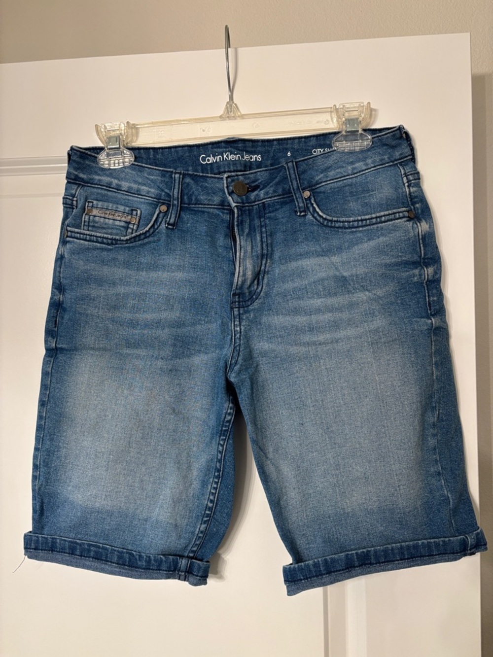Calvin Klein Jeans Blue Rolled-Hem Denim Shorts